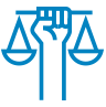 Justice symbol in blue color - Legal Advantage Group